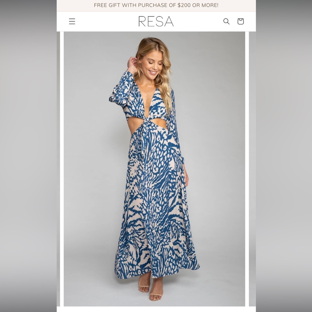 RESA Blue and White Maxi Dress - Picture 4 of 6